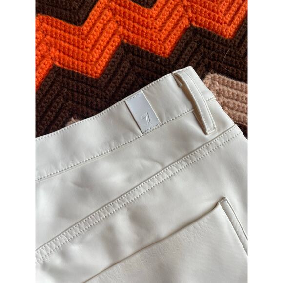 7 for All Mankind Cream High Waist Slim Kick Flare Faux Leather Pant sz 33 NWOT - Picture 6 of 10